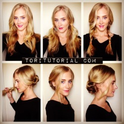 toritutorial:  Messy Braided Updo 1) Start with 2 day old hair