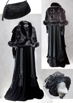 redmortem:  Black victorian dresses.  Erm- the strapless one