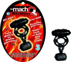 Macho Cock and Ball Ring W/Clit Tickler Super stretchy cock and