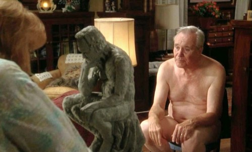 arrancar75:  Jack Lemmon as John Gustafson in “Grumpier Old Men” (1995). He looks absolutely adorable in this movie and not to mention the gorgeous grey hair. I always enjoyed Jack showing some skin - especially his hairy chest - in movies.