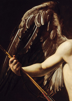 sophistae:  Caravaggio, Cupid as Victor (detail), ca. 1601 