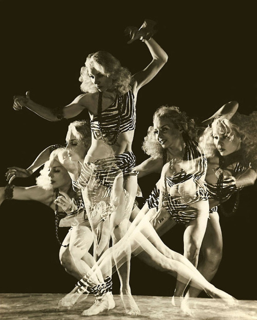  Mitzi   aka. “The Dream Girl”.. A unique 50’s-era promo photo featuring a multiexposure of Mitzi’s dancing skills.. 