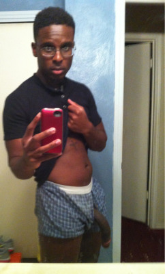 allkindsofblackdudes:  Nerdy boy with big pipe.