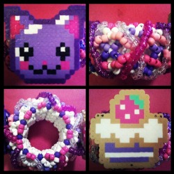 I just finished this. Kittens & Cake cuff for Buhnee. <3333