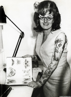 vintagegal: Tattoo artist Cindy Ray in her studio, Australia c.