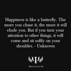 psych-facts:  Happiness is like a butterfly. The more you chase