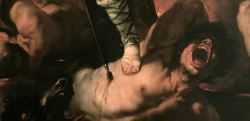 caravaggista:    Luca Giordano, St. Michael, c. 1663 — detail