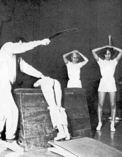 spankatisque:  Vintage schoolgirls punished at the gym 