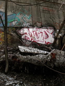 lonely-:  dntty:  Graffiti and box springs by LeeCPhoto on Flickr.