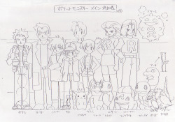 pokescans:  Character height reference chart for the animators.