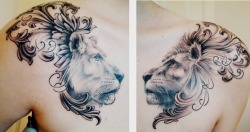 ventureneverlost:  fuckyeahtattoos:   Lion and lioness chest