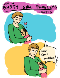 bustygirlcomics:  Hugging hurdle.  Happens all the time with
