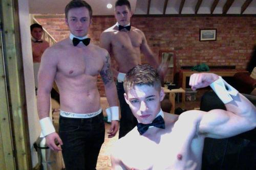 jasonsuited:  Daddy was having a party tonight, so He told His boys to go put on their waiterâ€™s uniforms. 