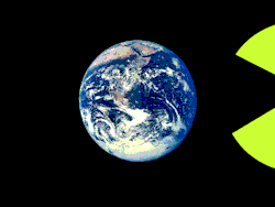 robotsvsgodzilla:  Pacman eats the Earth..
