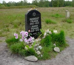 A marker erected in memory of Anne Frank and her sister Margot &hellip; they were in fact buried in a mass grave after dying in a typhus epidemic at Bergen-Belsen concentration camp near Hanover, Germany