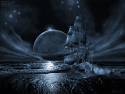 The Flying Dutchman under a full moon (Ghost Ship series by George