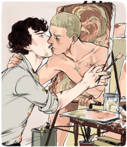 ineffableboyfriends: Trick or treat~. Artist!Sherlock painting