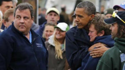 live-to-listen:  President Obama comforts a woman in New Jersey