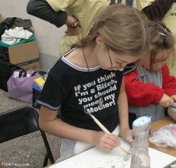 Lol, I wonder if her Dad bought her the shirt?  ;)