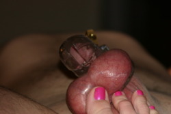 Per request, another of my husband getting teased.Â  I believe he had blue balls, but at this point they were red balls.Â  hah!