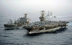 militaryandweapons:  USS Abraham Lincoln and USNS Guadalupe conduct