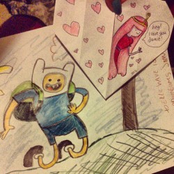 Cards Jamie and I made eachother :3 #adventure #time #love #fin