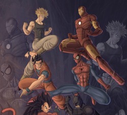 youngjusticer:  DBZ’s fathers and sons take on the JLAvengers…