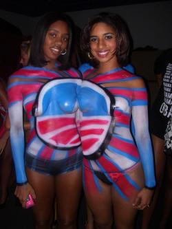 flashingfemales:  More from the “Support America” paint event….not