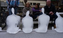  Huge numbers of seated figures were made out of ice by Brazilian