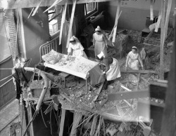 sinuses:  Nurses are seen clearing debris from one of the wards