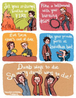 thegeekindenial:  Dumb Ways to Die (Supernatural Version) Set