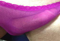 renard1117:  Purple mesh panties 3. I told you, hard cocks look fantastic in mesh. 