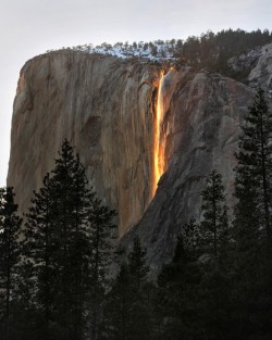 bluepueblo:  Sunset, Horsetail Falls, Yosemite, California photo