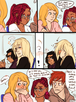 so here is a short comic with my OC ladies being shy little teen