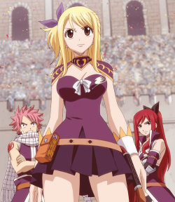  “The first match of day one! From Fairy Tail A, Lucy Heartfilia!