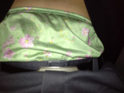 My panties for today green with pink flowers on them i love vf