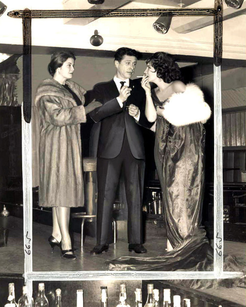 Blaze Starr A press photo (complete with editorial crop marks) from November 30 - ‘61 features Blaze getting her cigarette lit by actor Harold Lang, while actress Fran Mahr looks on..The photo was taken at Blaze’s own 'TWO O'CLOCK Club’