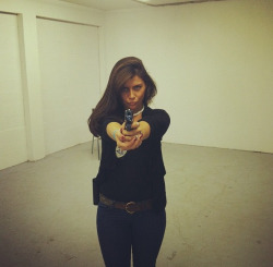 missme0w:  FBI agent for the day 🔫 Today we shot another music