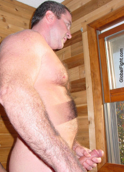 wrestlerswrestlingphotos:  hairy woodsman jackingoff camp retreat