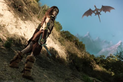 The sexy-ass Chloe Dykstra as Aela the Huntress. I very much approve.