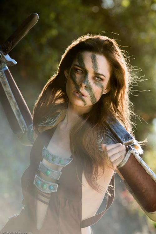 The sexy-ass Chloe Dykstra as Aela the Huntress. I very much approve.