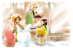 lirillith:  “Kaburagi house, snowy morning.” Kotetsu is wearing