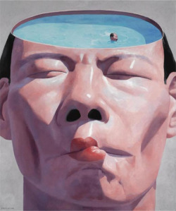 iheartmyart:  Yue Minjun, Water, 1998 Huile sur toile Collection
