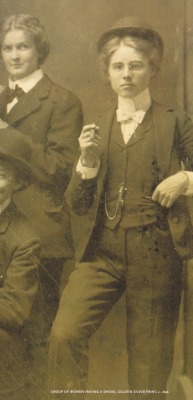   group of women having a smoke, gelatin silver print, c. 1896.