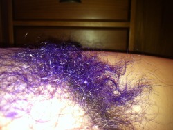 luvthefur:  I dyed my wifeâ€™s pubes purple, red and blonde.