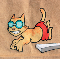 lunchsackpoetry:  Swimming Cat! Lovingly, Lunch Sack Poetry Note: