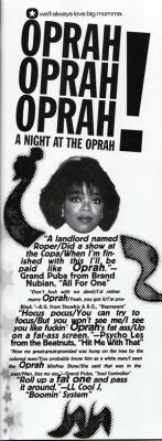 babylonfalling:  A Night at the Oprah.  Ego Trip Magazine. I
