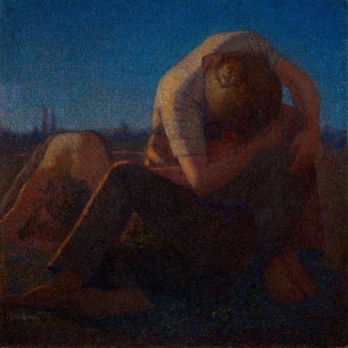 Angelo Barabino 1883/ 1950  “Fine di un giovane contadino” 1910  - 1912  olio su tela cm 110,50 x 11