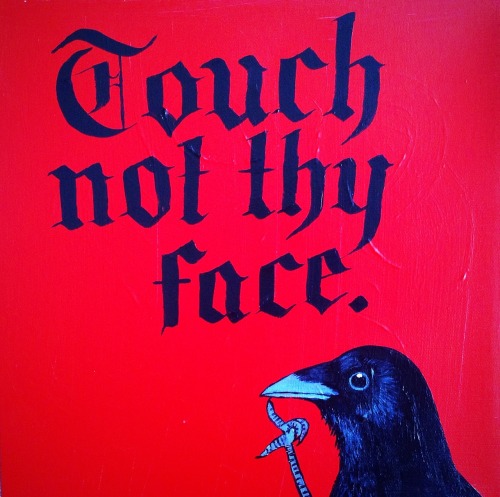 Touch not thy face, crow; acrylic painting on canvas