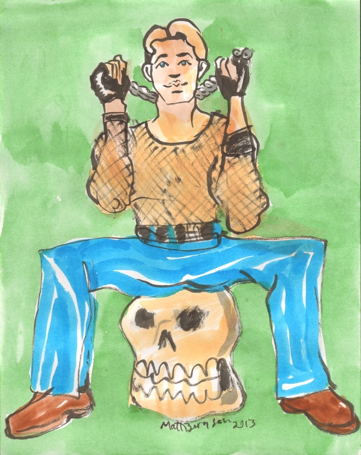 Drawings of Dale Stones done at Dr. Sketchy&rsquo;s Boston. Ink and watercolor